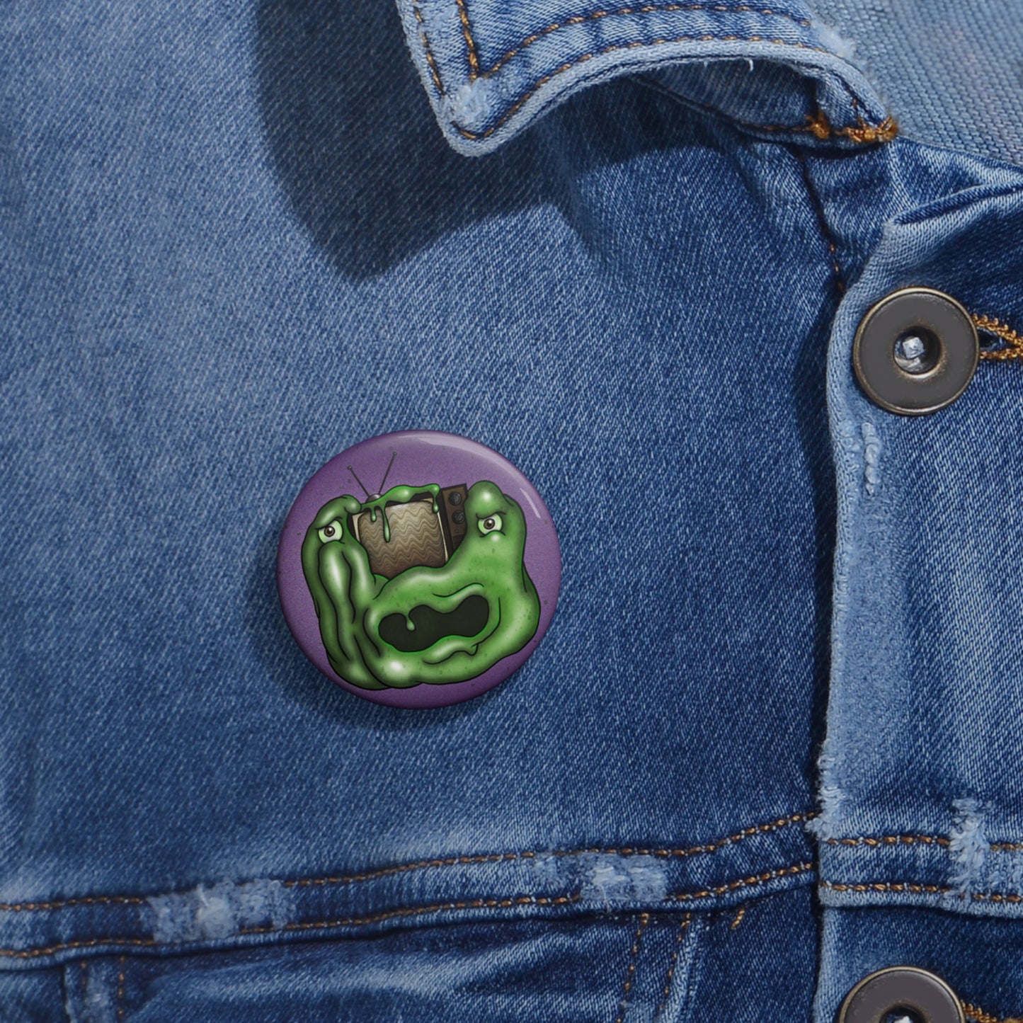 Zombie Slime Pin Button — Cute Creepy Green Monster Enamel-Style Badge