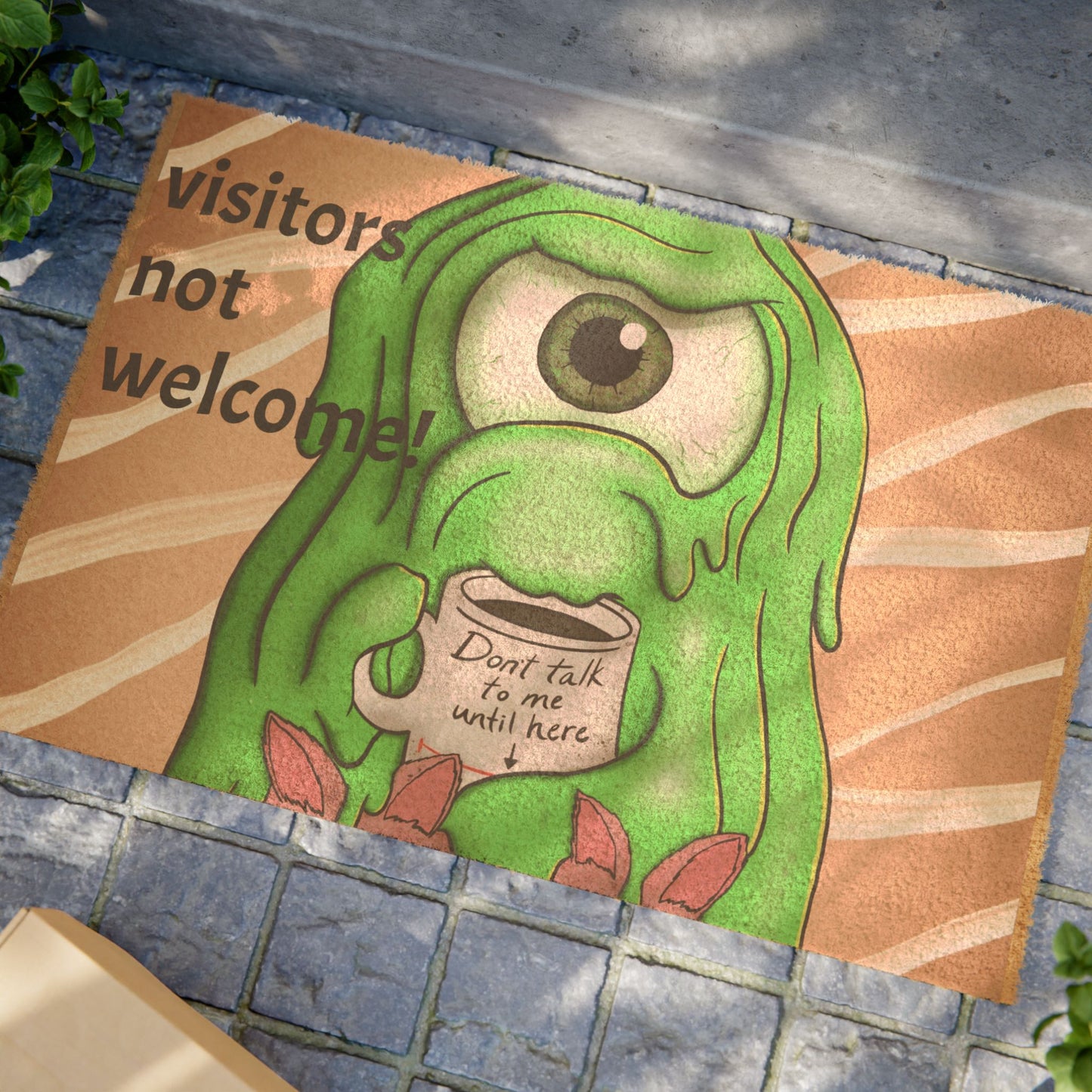 Doormat — Funny Monster "Visitors Not Welcome" Welcome Mat