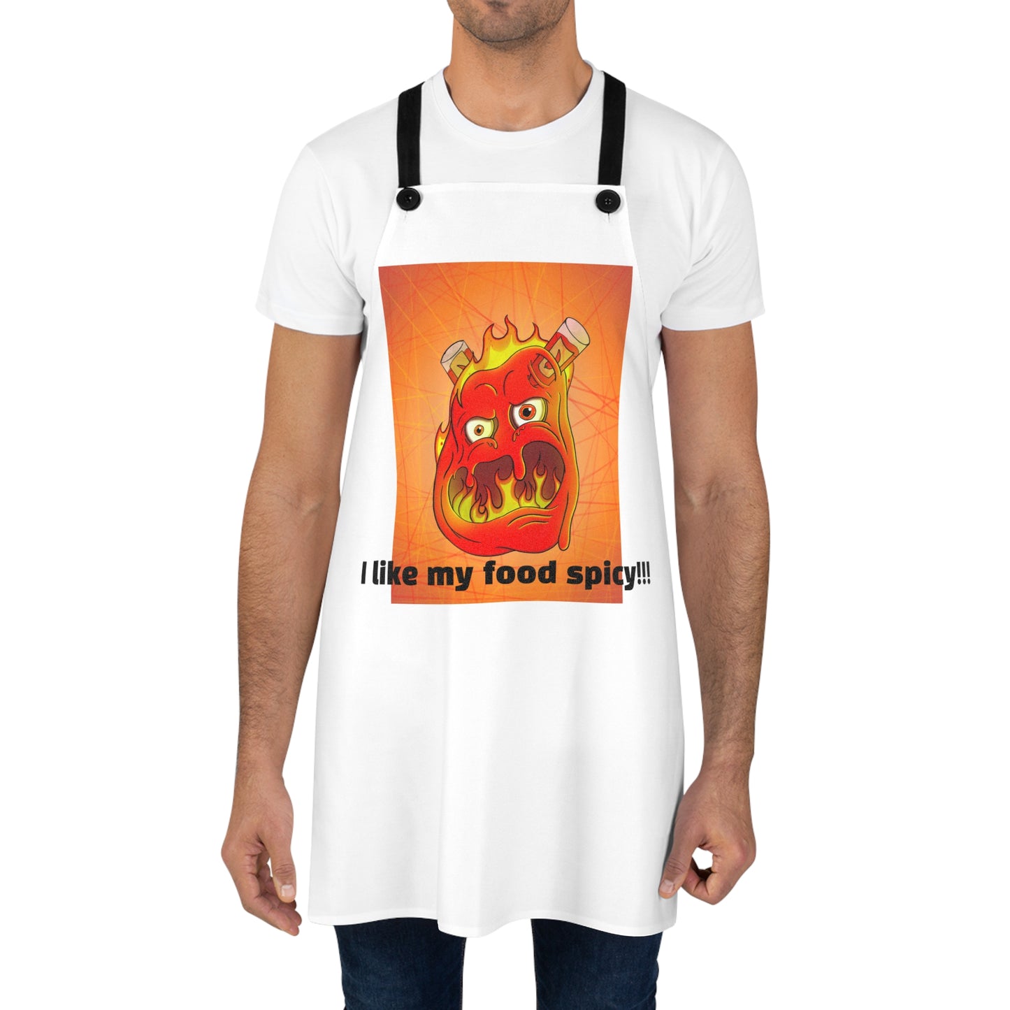 Apron - "I Like My Food Spicy!!!" Hot Pepper Flaming Chili Cooking Apron