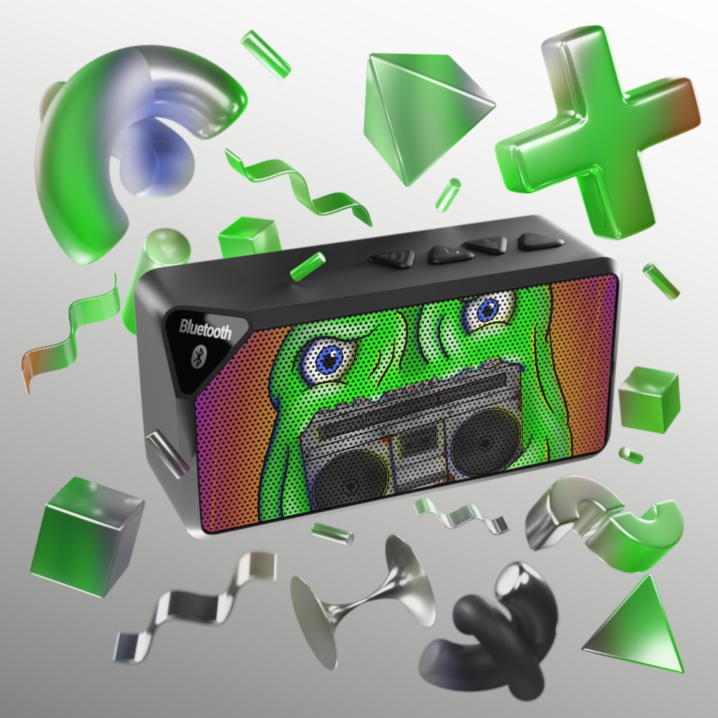 Bluetooth Speaker — Colorful Jabba Boombox Design