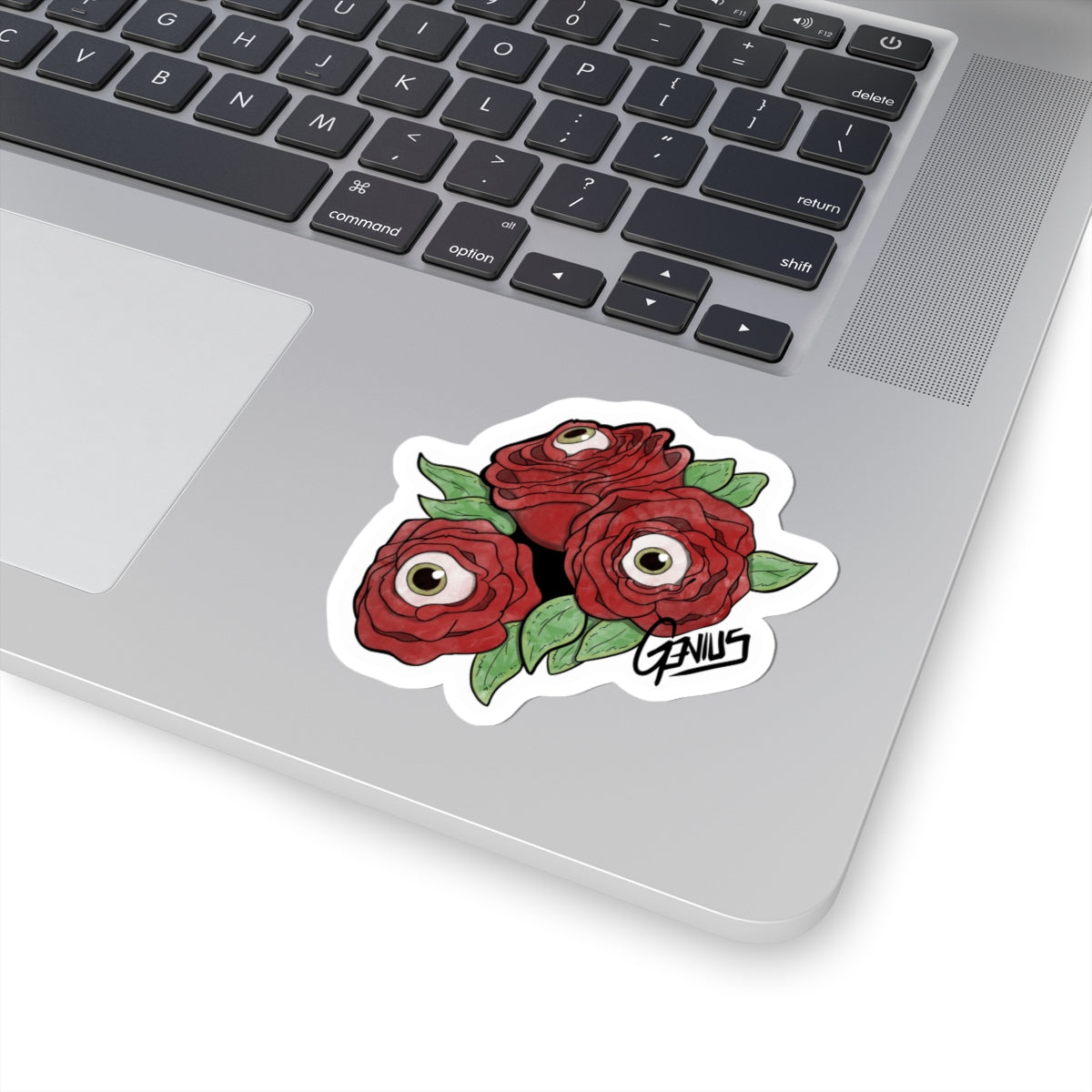 "Unblinking Roses" Sticker — Gothic Floral Kiss-Cut Sticker for Laptops & Journals