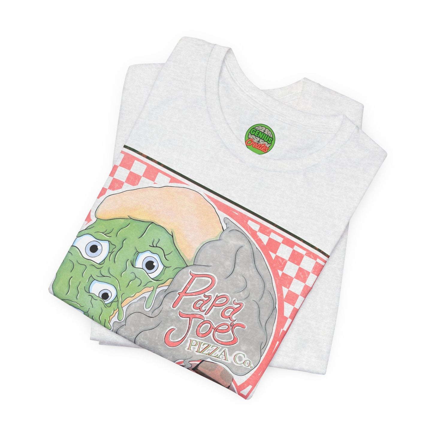 Papa Joe’s Pizza Tee — Retro Checkerboard Pizza Graphic T-Shirt