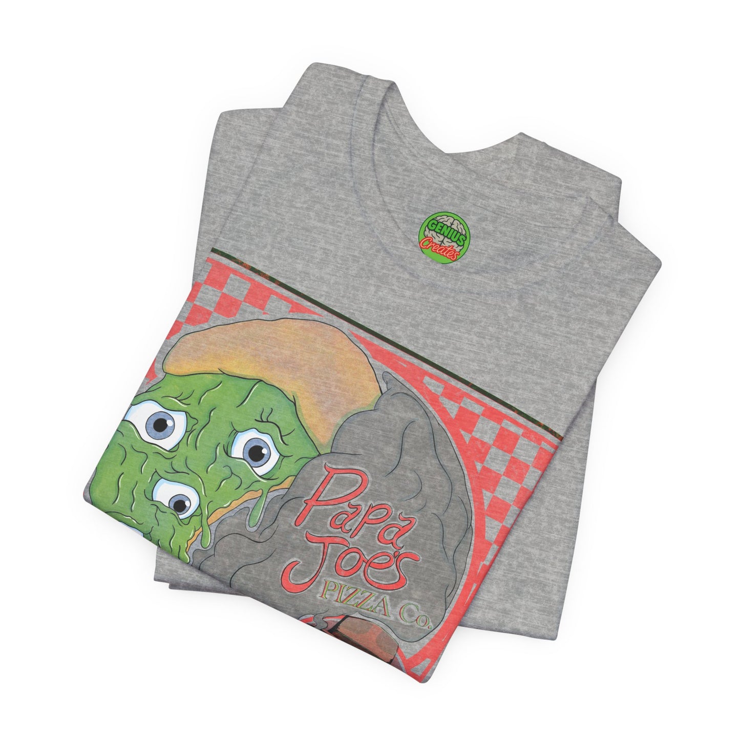 Papa Joe’s Pizza Tee — Retro Checkerboard Pizza Graphic T-Shirt