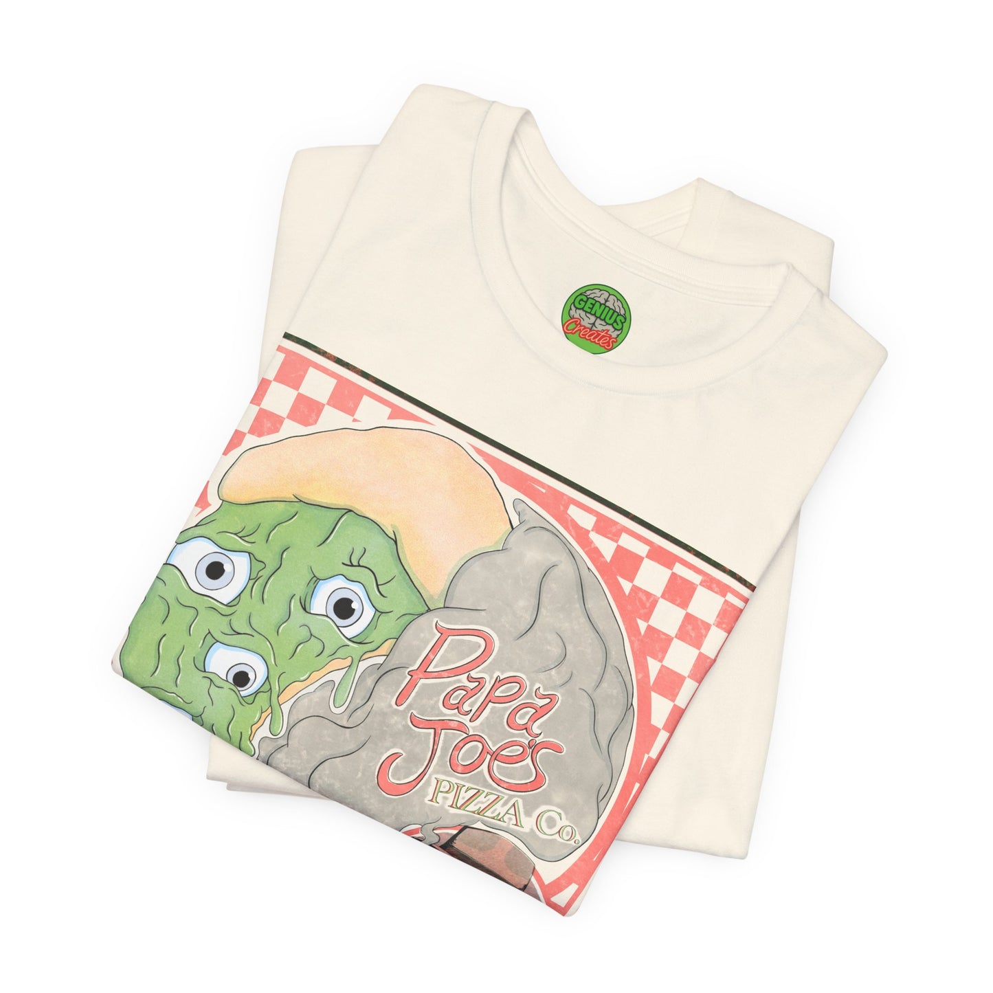 Papa Joe’s Pizza Tee — Retro Checkerboard Pizza Graphic T-Shirt