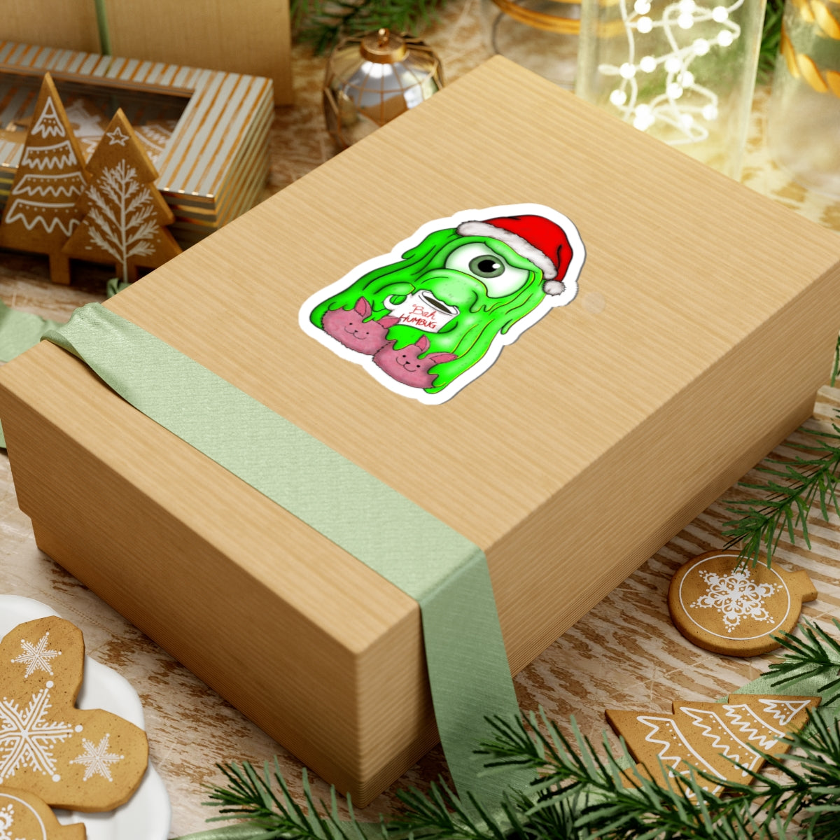 'Tully Bah Humbug' Sentient Slime Christmas Sticker — Kiss-Cut Laptop Decal