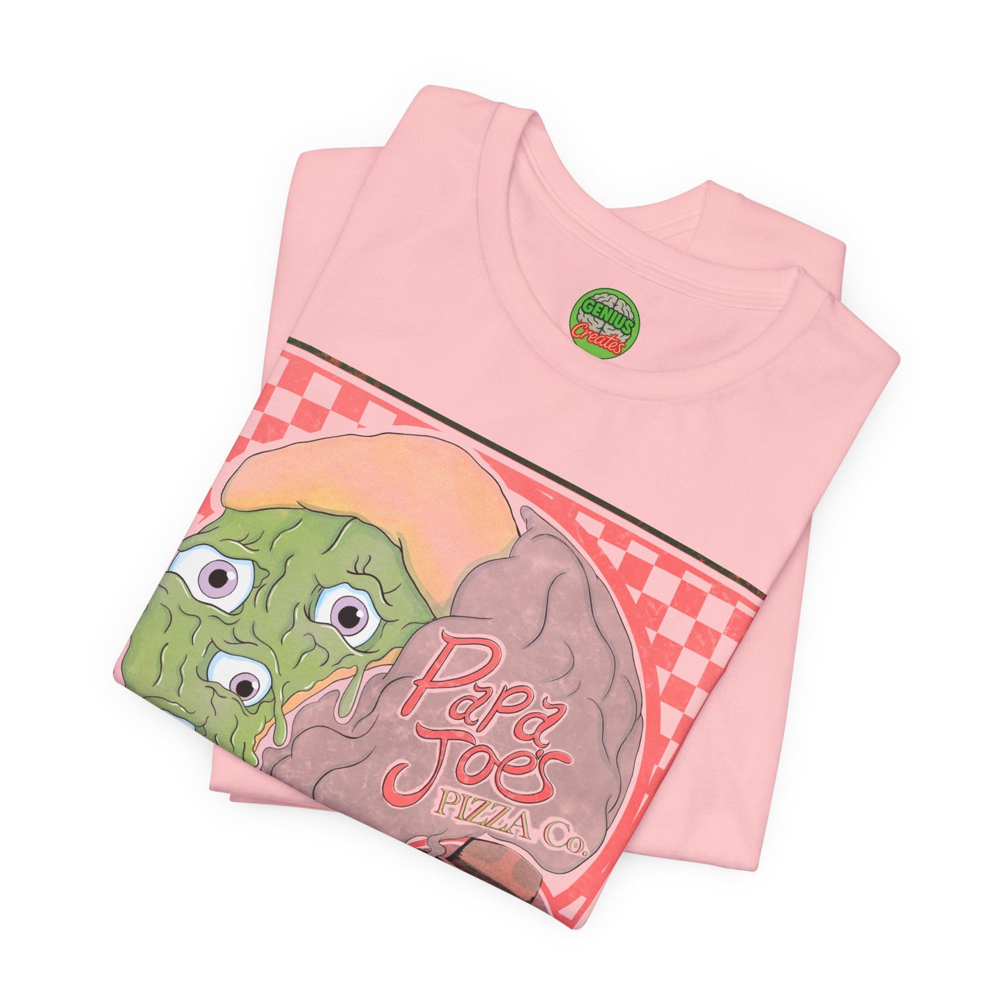 Papa Joe’s Pizza Tee — Retro Checkerboard Pizza Graphic T-Shirt