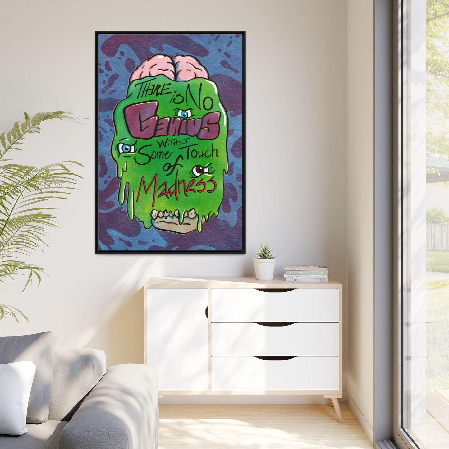 "There Is No Genius Without Some Touch of Madness" Framed Canvas Wall Art — Aristotle Quote