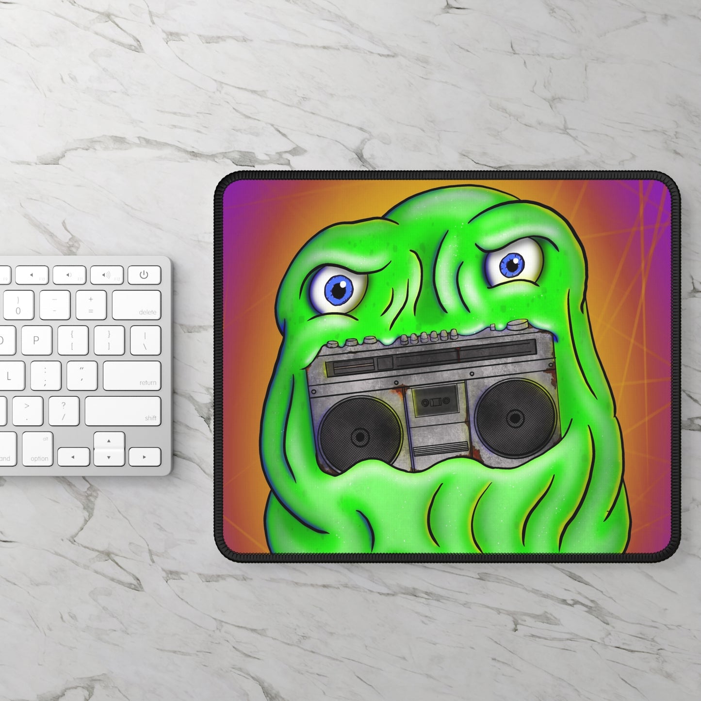 Gaming Mouse Pad — Retro Boombox Green Slime Art