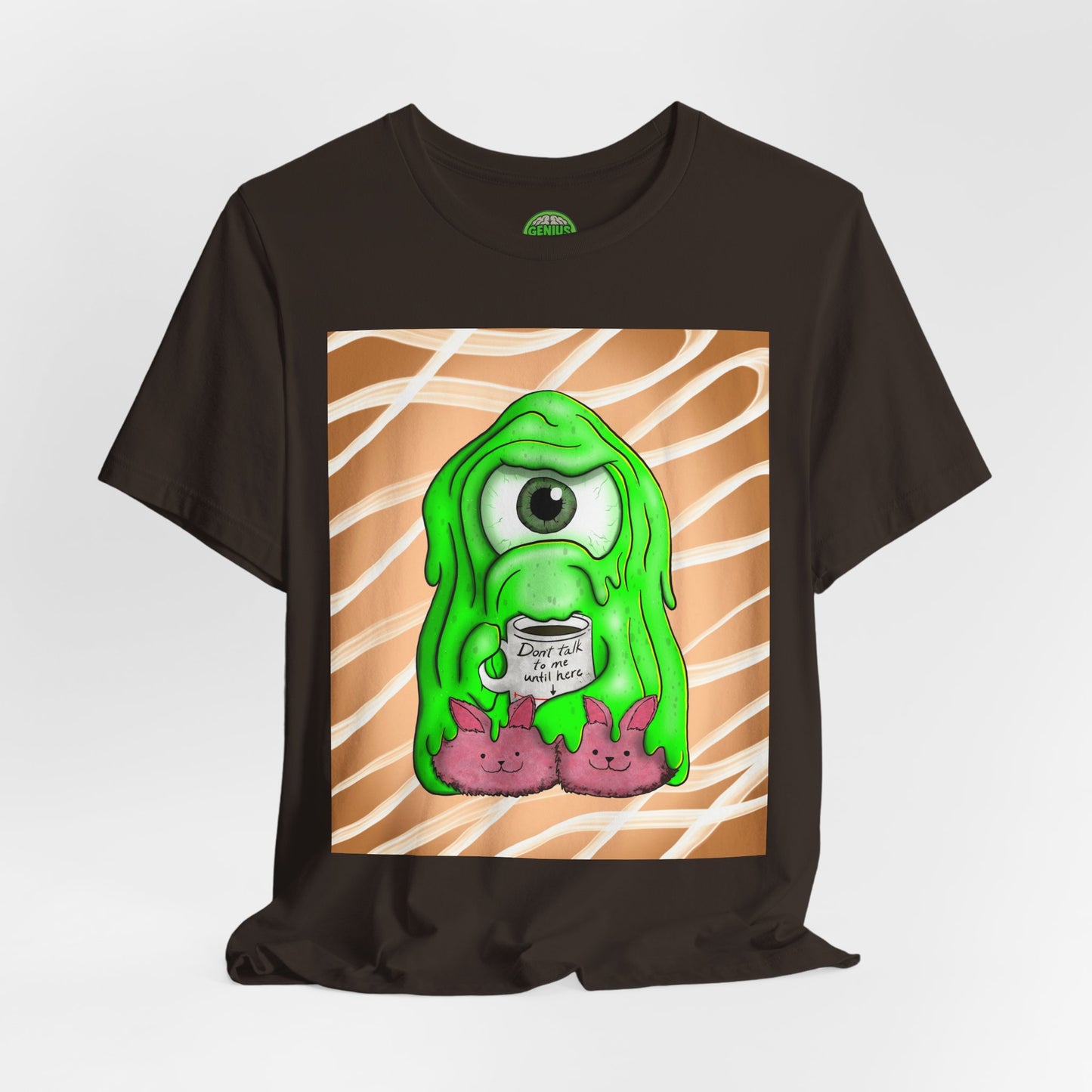 Tully the Grumpy Slime T-Shirt — "Coffee First, Slime Later"