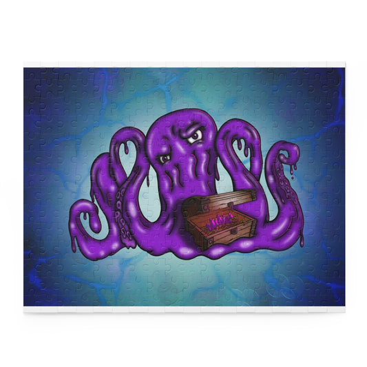 Octopus Treasure Puzzle — Purple Kraken with Chest 120/252/500-Piece Jigsaw
