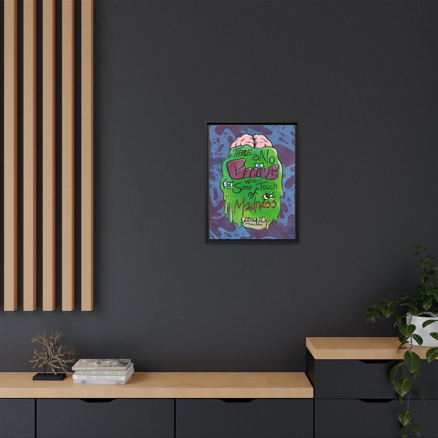 "There Is No Genius Without Some Touch of Madness" Framed Canvas Wall Art — Aristotle Quote