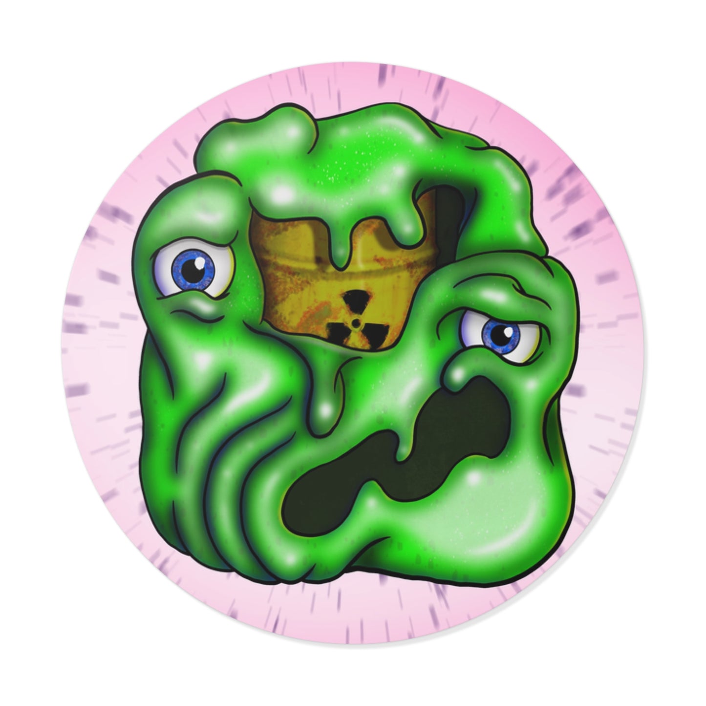 Radioactive Slime Round Vinyl Sticker — Cute Goo Monster Decal