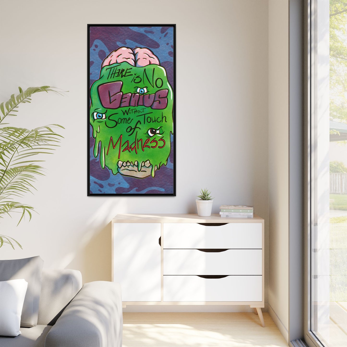 "There Is No Genius Without Some Touch of Madness" Framed Canvas Wall Art — Aristotle Quote