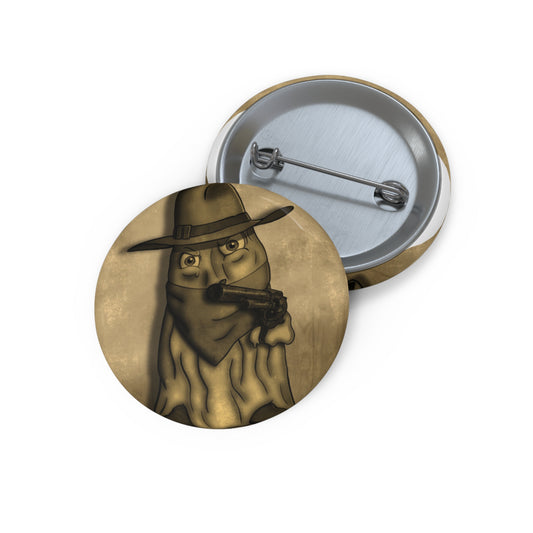 Wyatt Slurp Pin Button — Vintage Gunslinger Slime Design