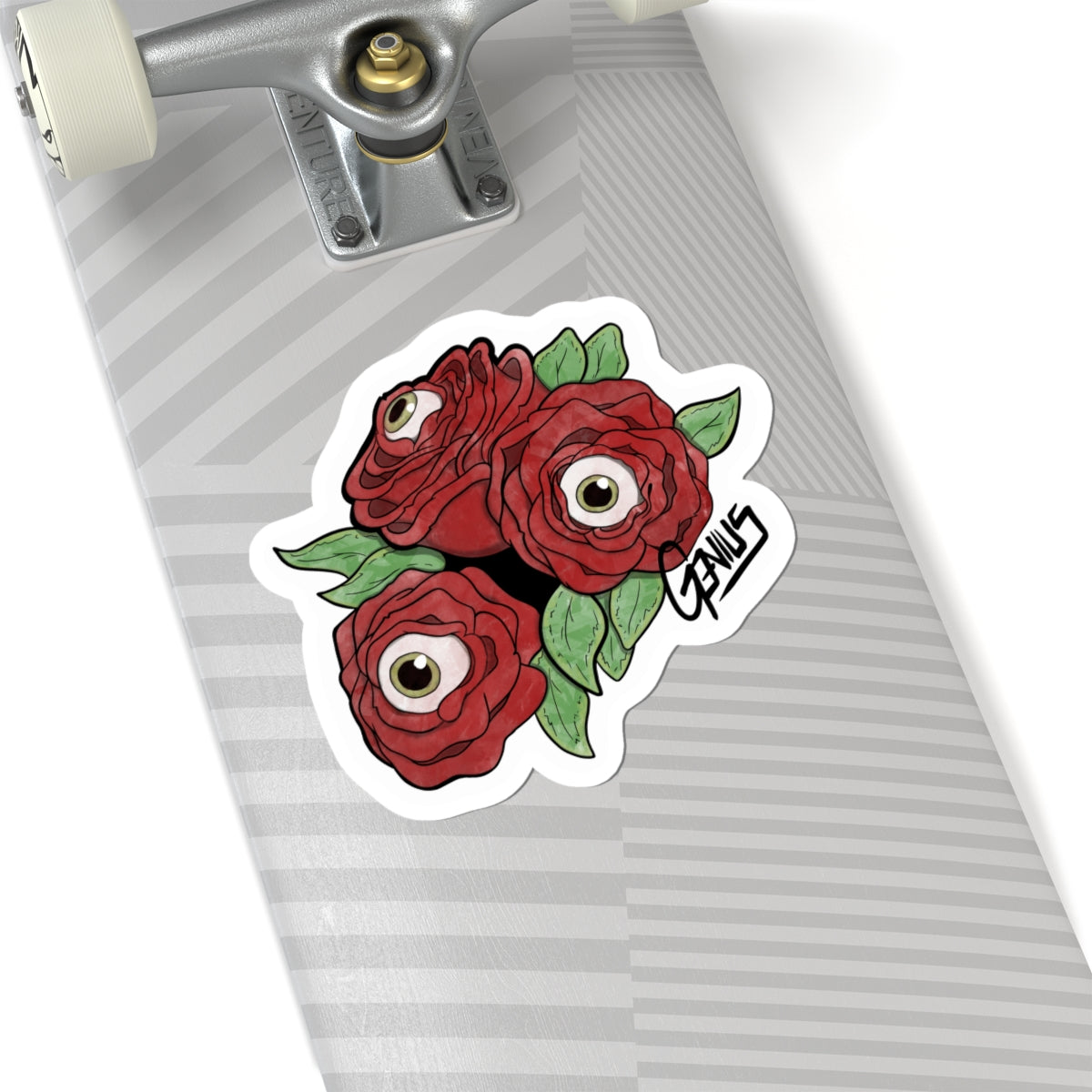 "Unblinking Roses" Sticker — Gothic Floral Kiss-Cut Sticker for Laptops & Journals