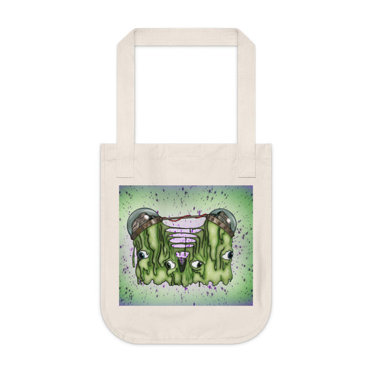 Tote — Green Grinning Monster Canvas Tote (Organic)