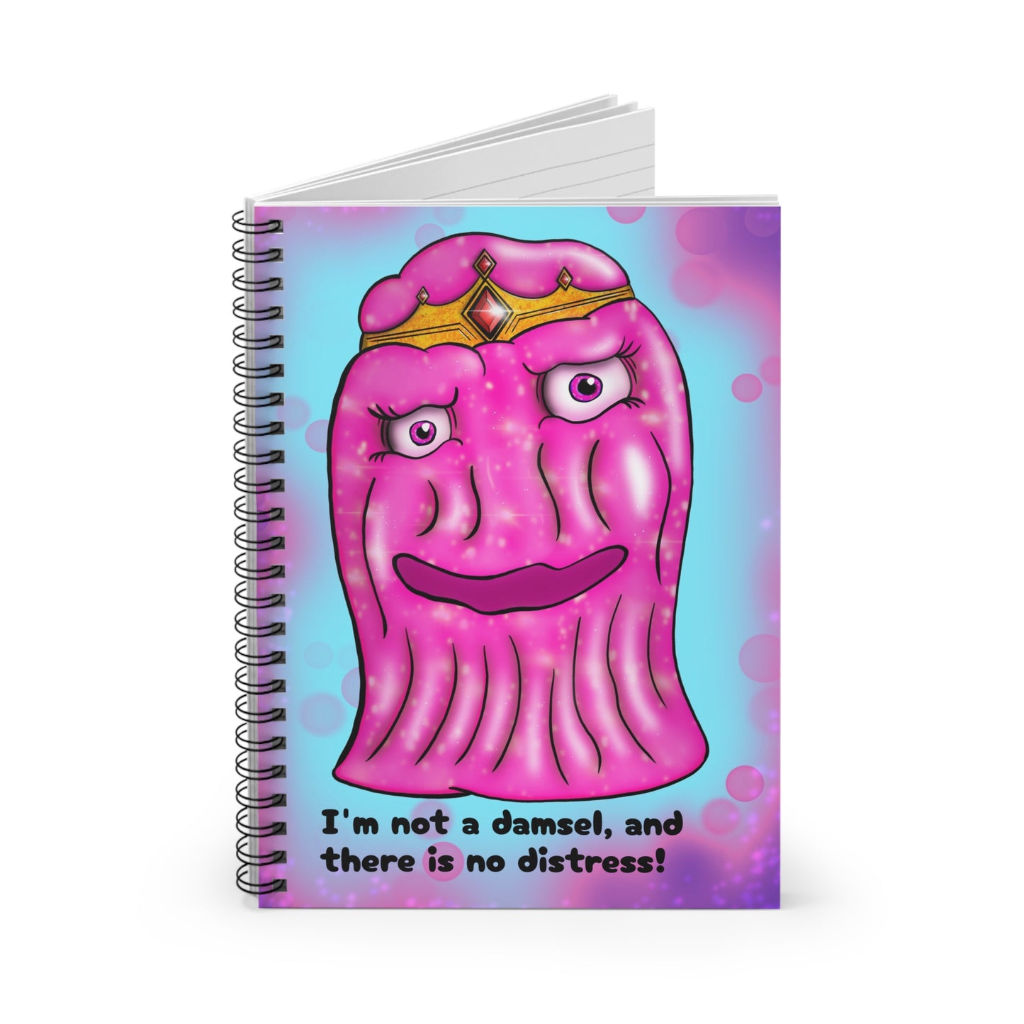 Princess Blob Spiral Notebook — Cute Pink Squishy Character Journal (Ruled)