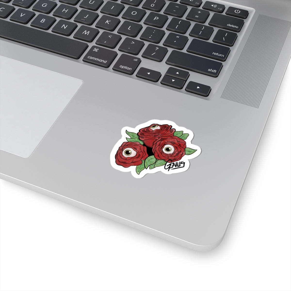 "Unblinking Roses" Sticker — Gothic Floral Kiss-Cut Sticker for Laptops & Journals