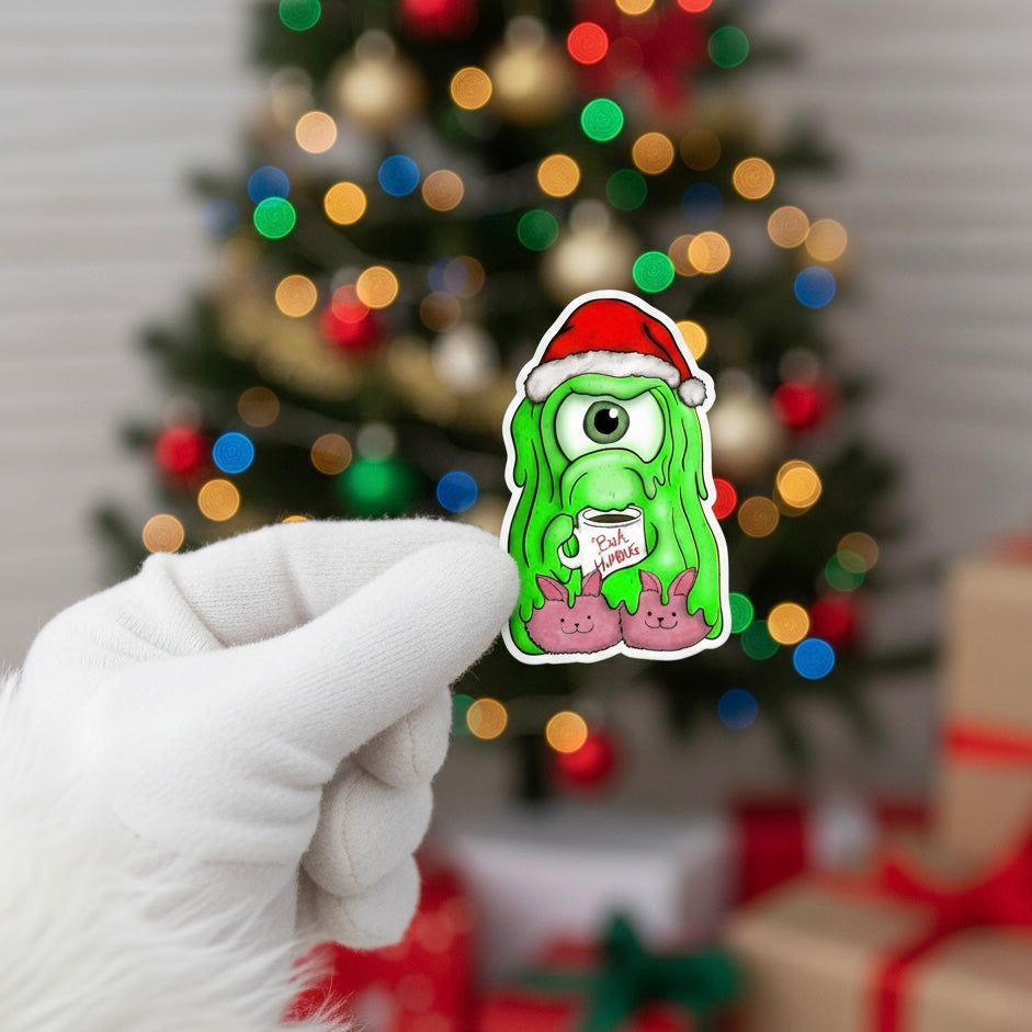 'Tully Bah Humbug' Sentient Slime Christmas Sticker — Kiss-Cut Laptop Decal