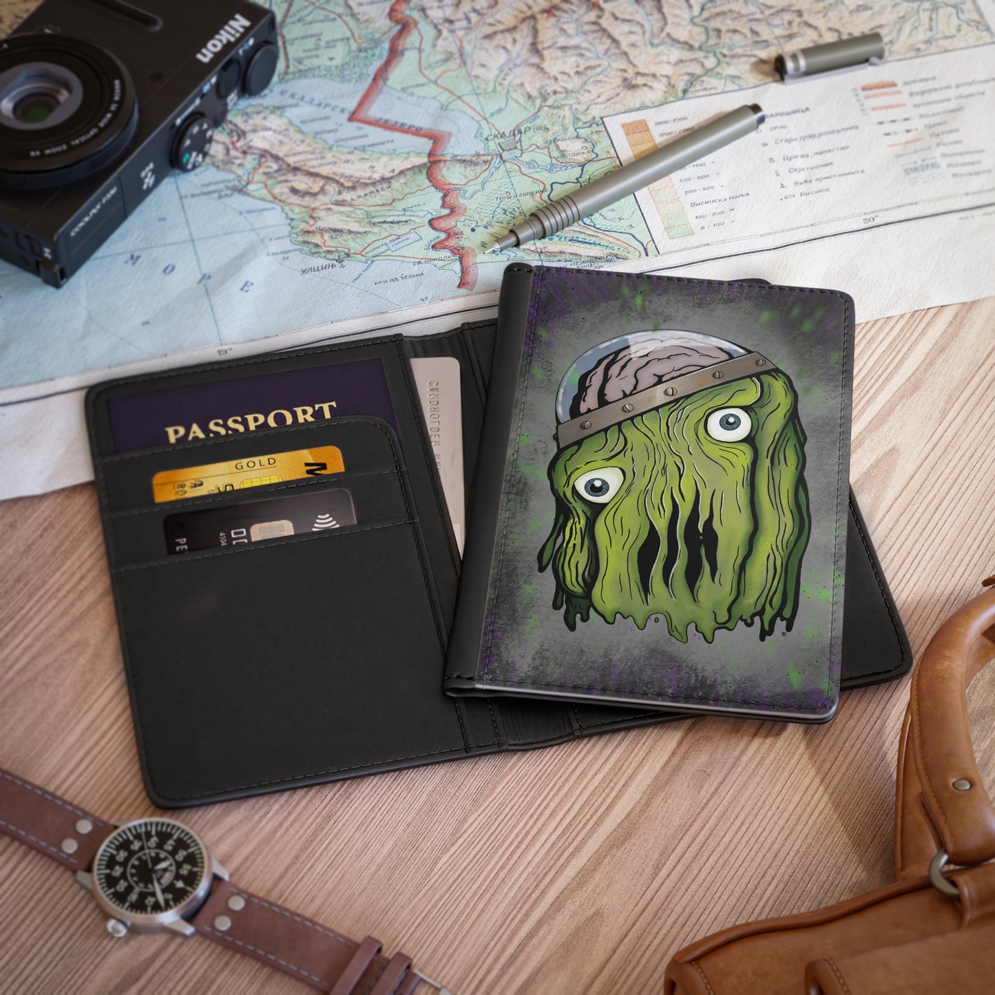"Alpha" The First Slime Passport Cover — Green Slime Travel Wallet