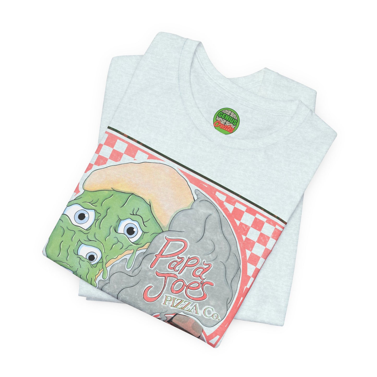 Papa Joe’s Pizza Tee — Retro Checkerboard Pizza Graphic T-Shirt