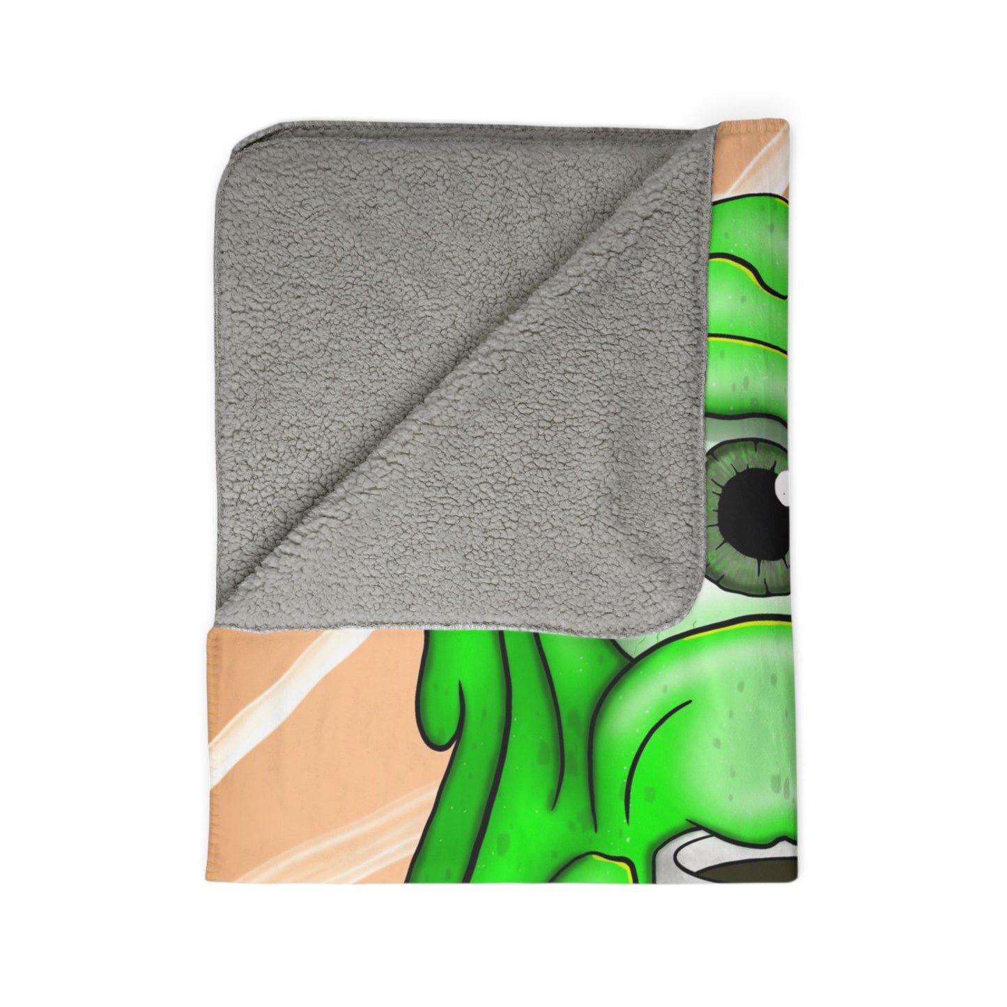 Cozy Slime Monster Sherpa Blanket — "Don’t Talk to Me Until I’ve Had Coffee" Fleece Throw