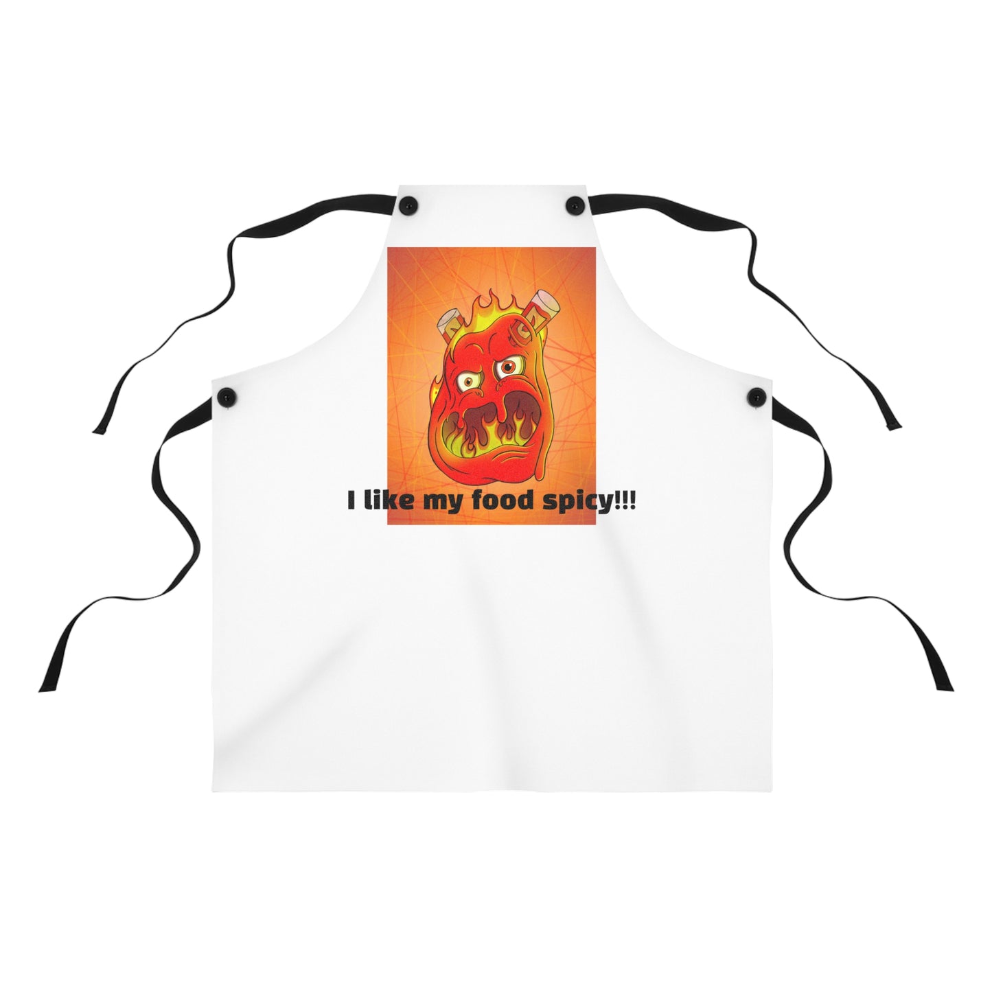 Apron - "I Like My Food Spicy!!!" Hot Pepper Flaming Chili Cooking Apron