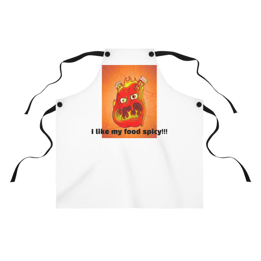 Apron - "I Like My Food Spicy!!!" Hot Pepper Flaming Chili Cooking Apron