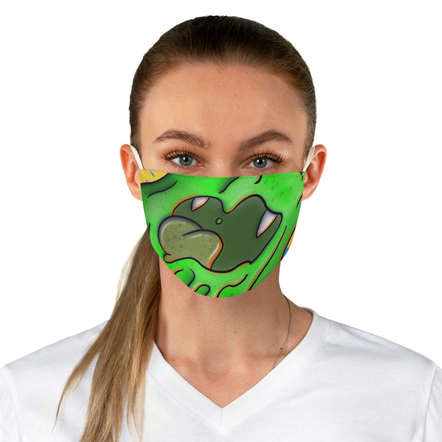Slime Monster Face Mask — Green Dripping Cartoon Print