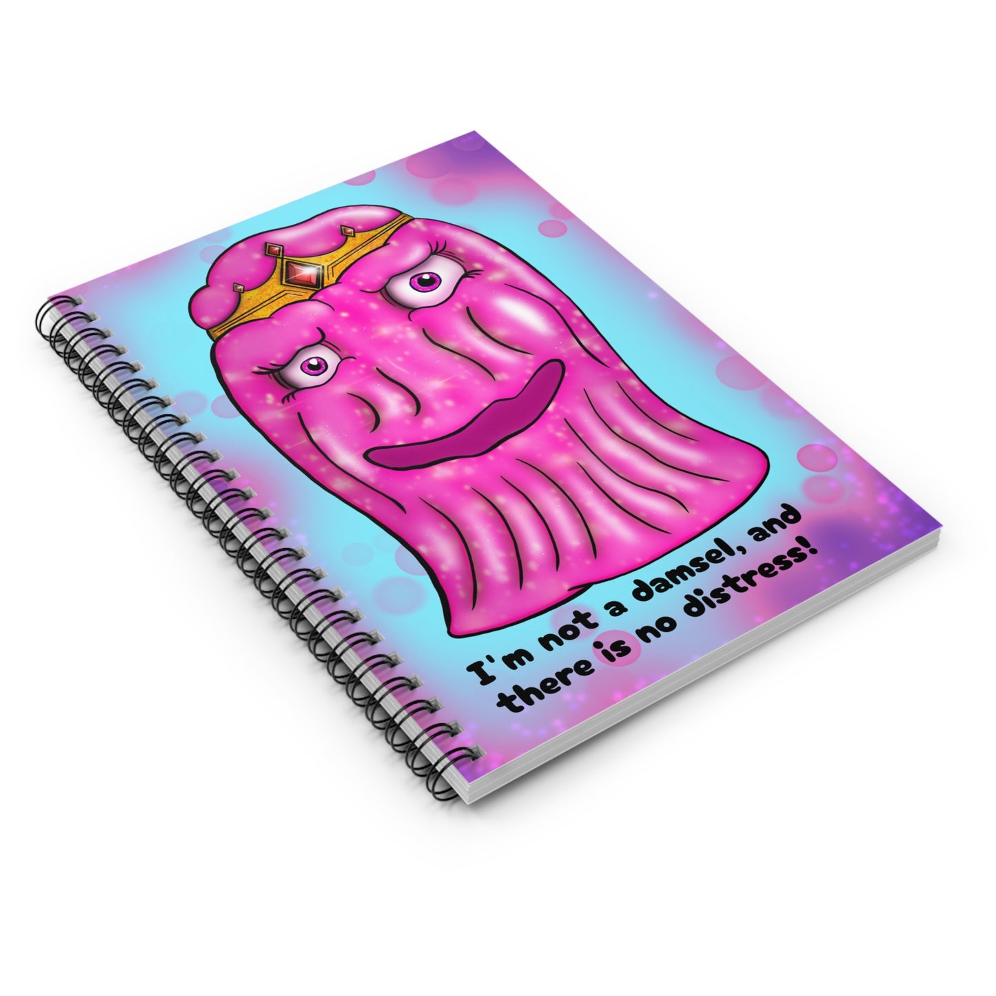 Princess Blob Spiral Notebook — Cute Pink Squishy Character Journal (Ruled)