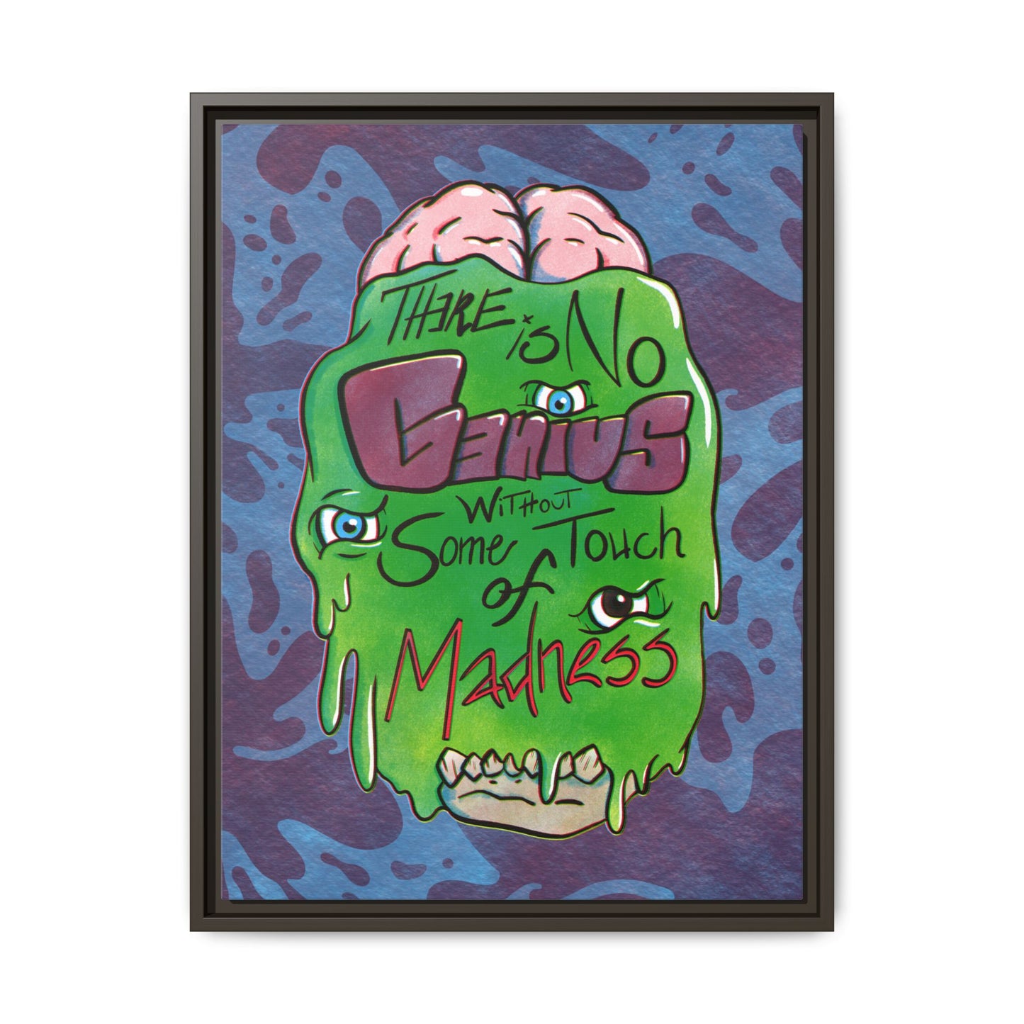 "There Is No Genius Without Some Touch of Madness" Framed Canvas Wall Art — Aristotle Quote