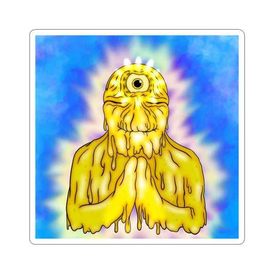 Mystic Melting Cyclops Sticker — Psychedelic Prayer Artwork Kiss-Cut