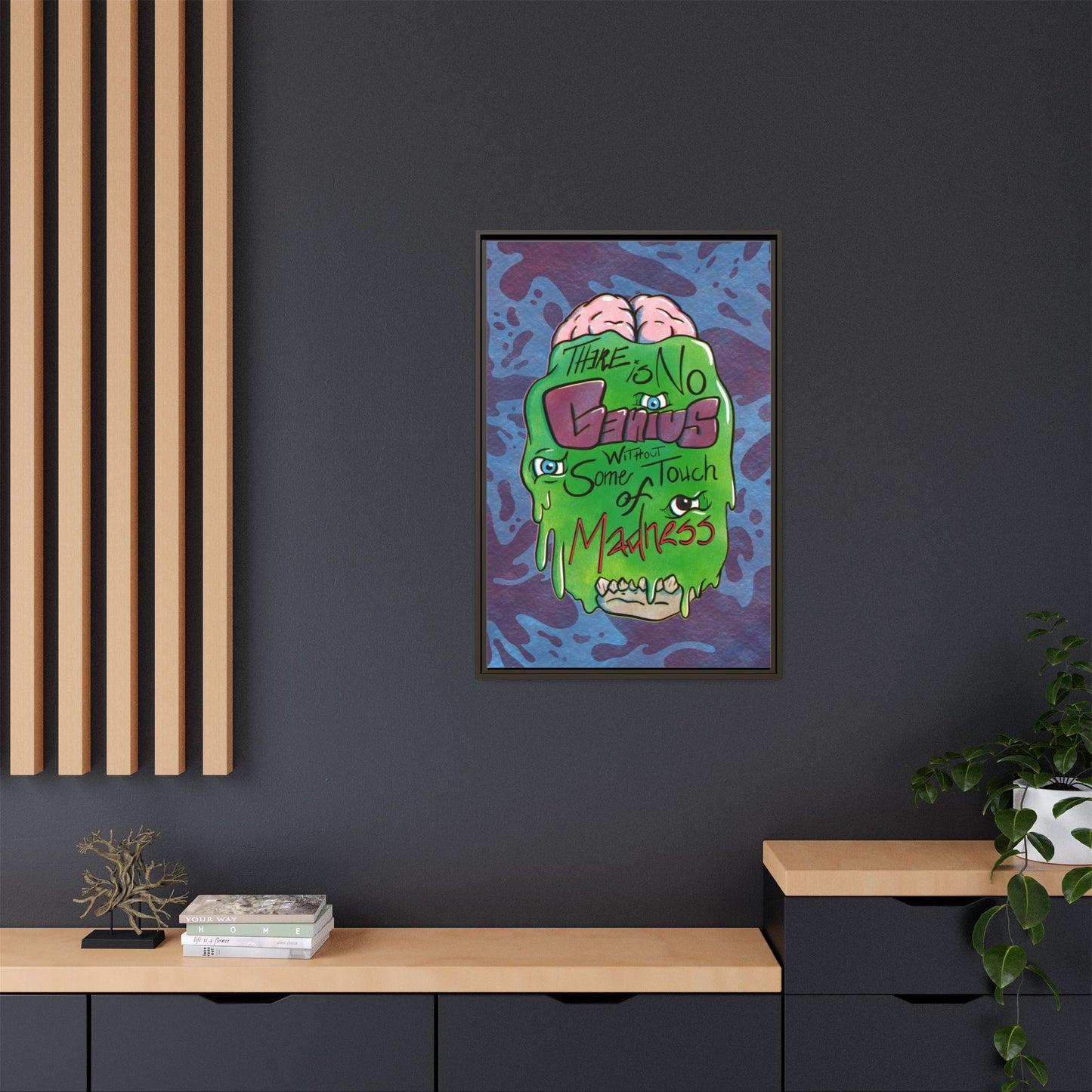 "There Is No Genius Without Some Touch of Madness" Framed Canvas Wall Art — Aristotle Quote