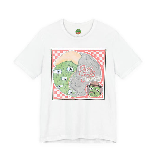 Papa Joe’s Pizza Tee — Retro Checkerboard Pizza Graphic T-Shirt