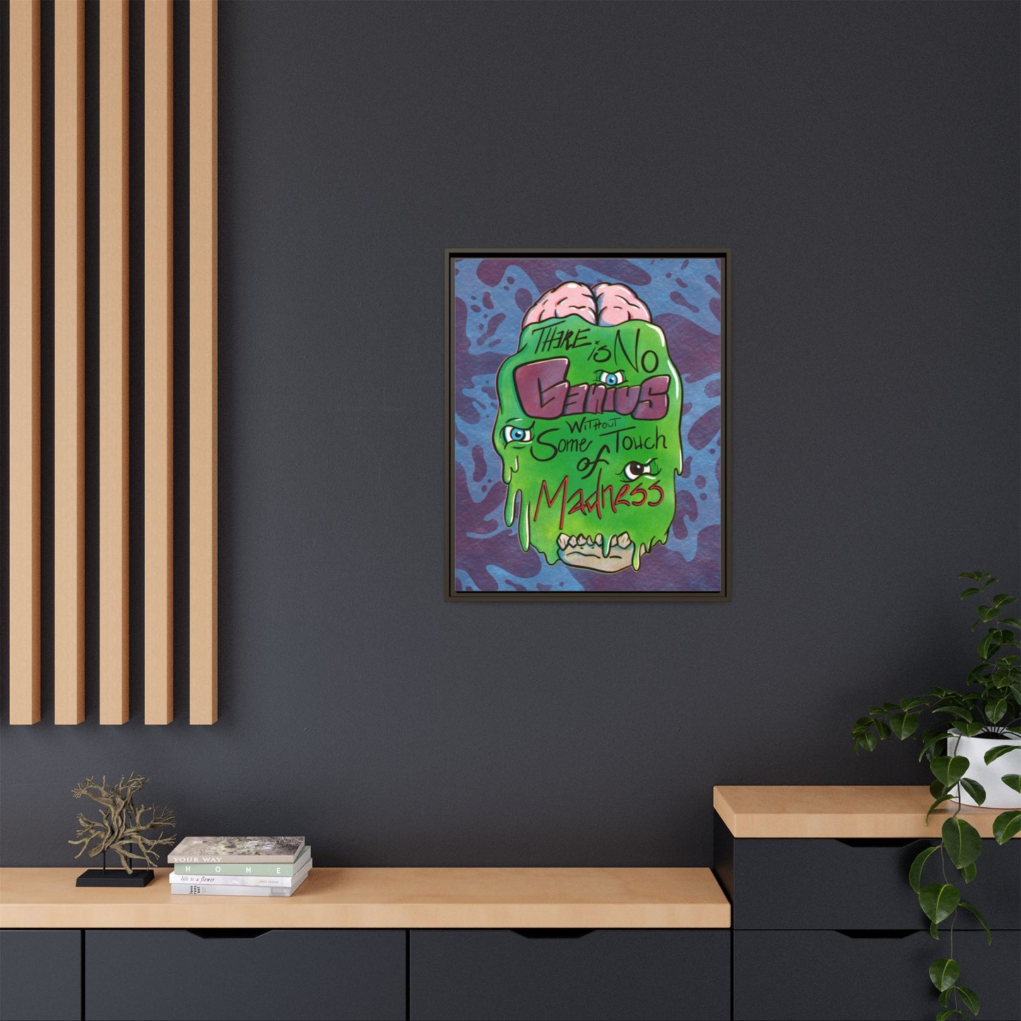 "There Is No Genius Without Some Touch of Madness" Framed Canvas Wall Art — Aristotle Quote