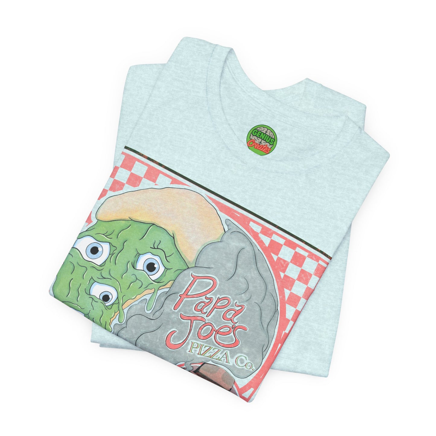 Papa Joe’s Pizza Tee — Retro Checkerboard Pizza Graphic T-Shirt