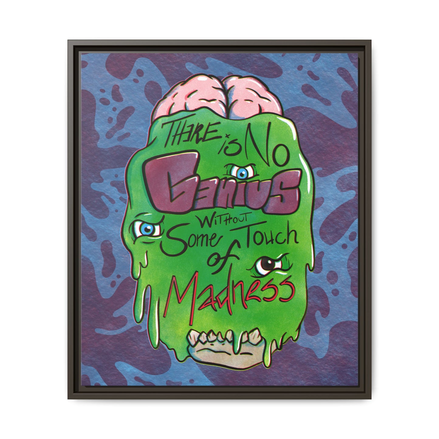 "There Is No Genius Without Some Touch of Madness" Framed Canvas Wall Art — Aristotle Quote