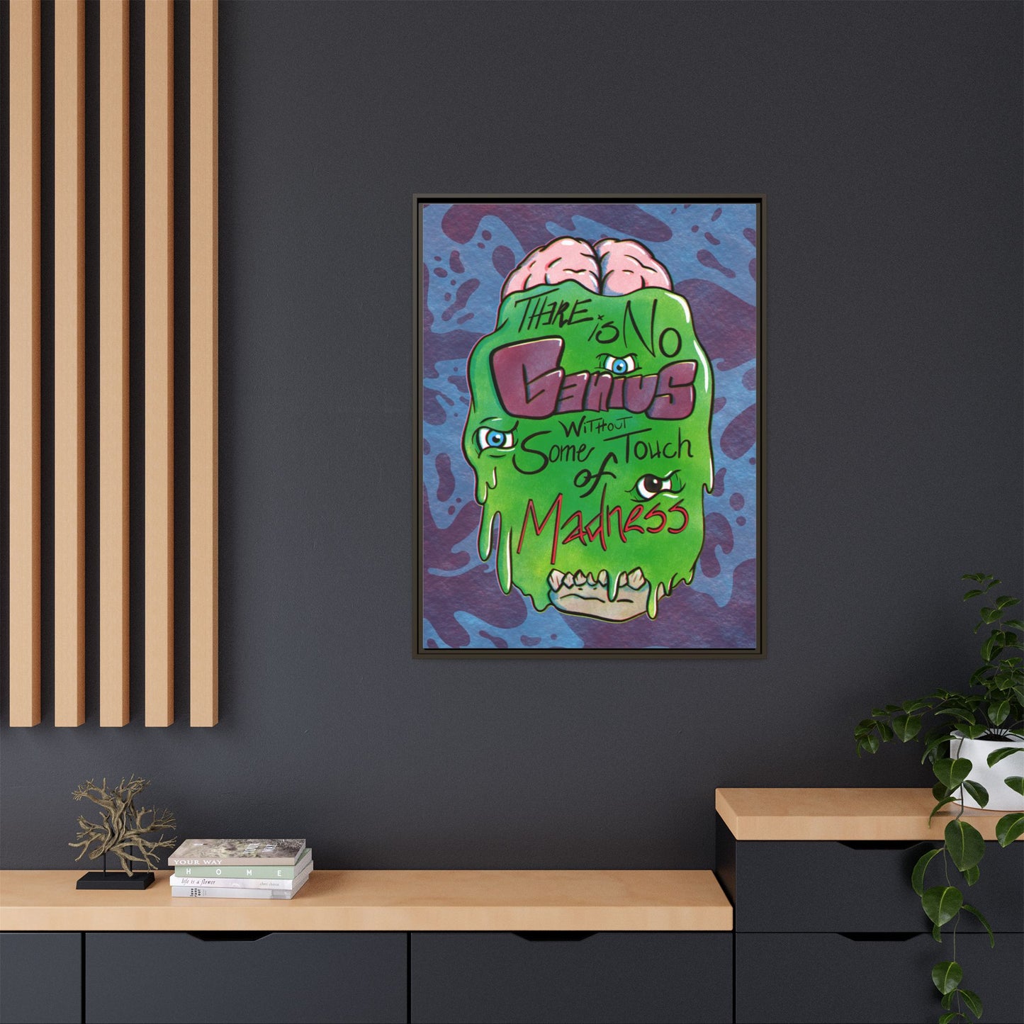 "There Is No Genius Without Some Touch of Madness" Framed Canvas Wall Art — Aristotle Quote