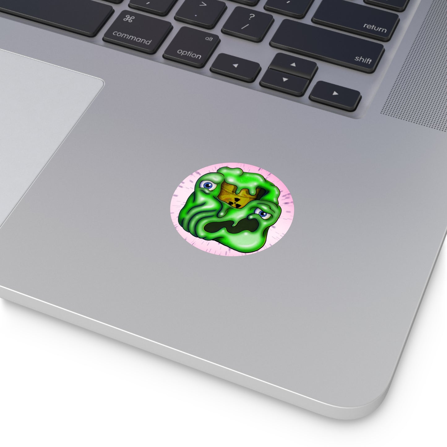 Radioactive Slime Round Vinyl Sticker — Cute Goo Monster Decal